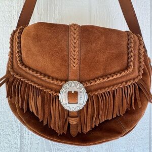 Ralph Lauren Fringed Suede Shoulder Bag - Brown